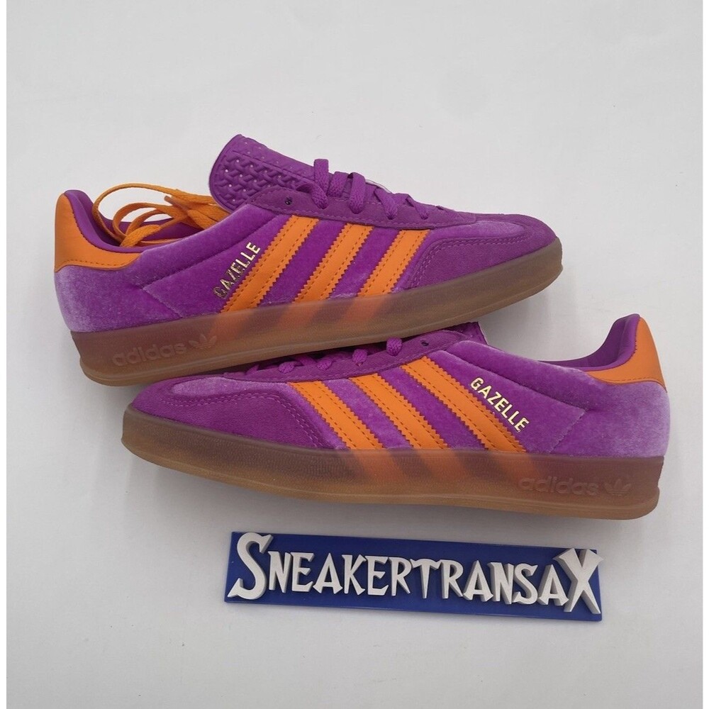 New Adidas Gazelle Indoor Purple Orange Velour Size U.S Women’s 5.5 IH0277 NB
